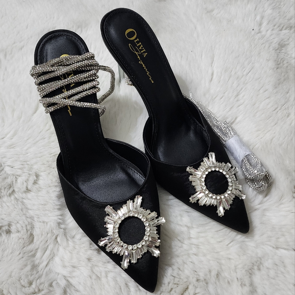 Black Embellished Women's Heels